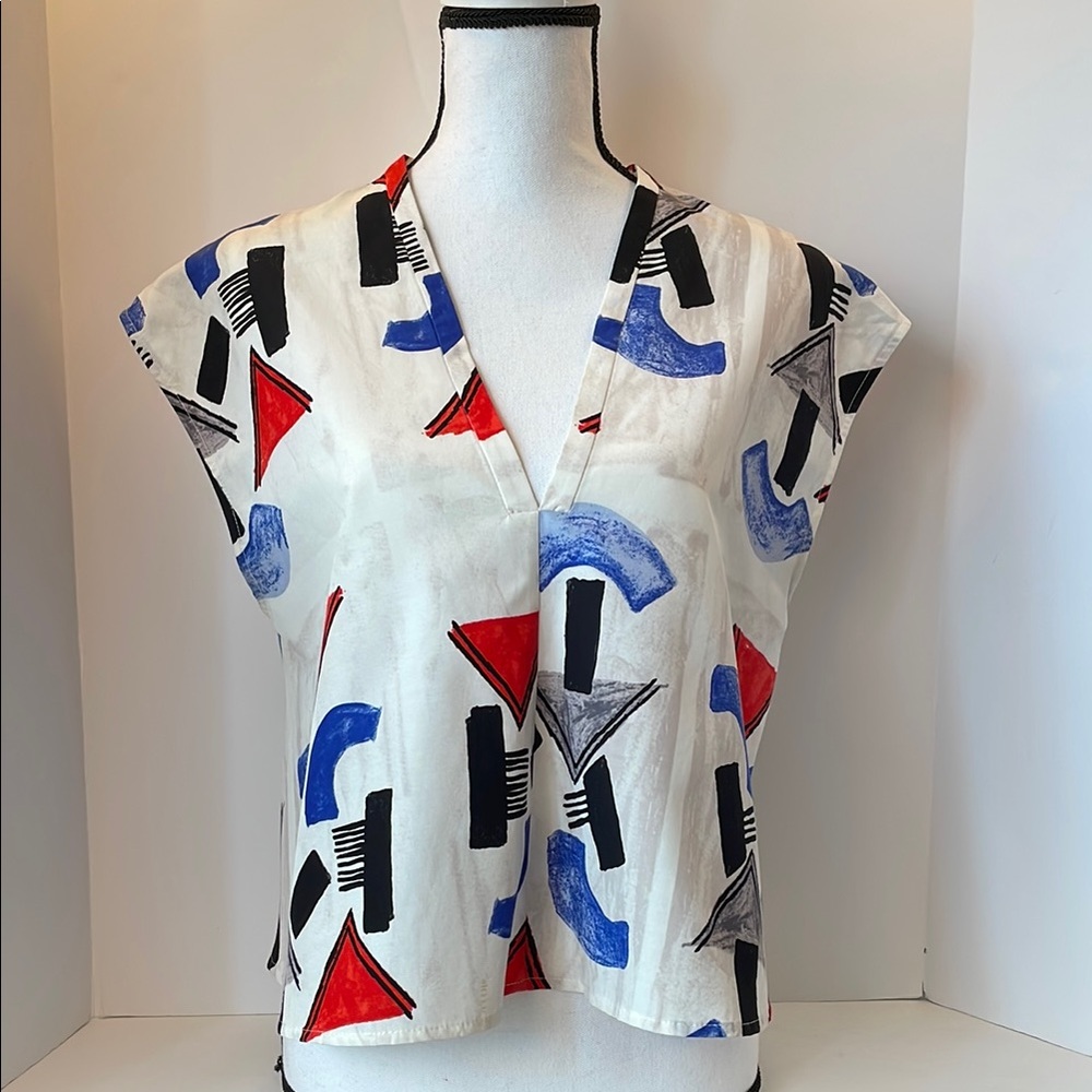 Rachel Comey | Cropped cotton and silk sleeveless tank in abstract pattern